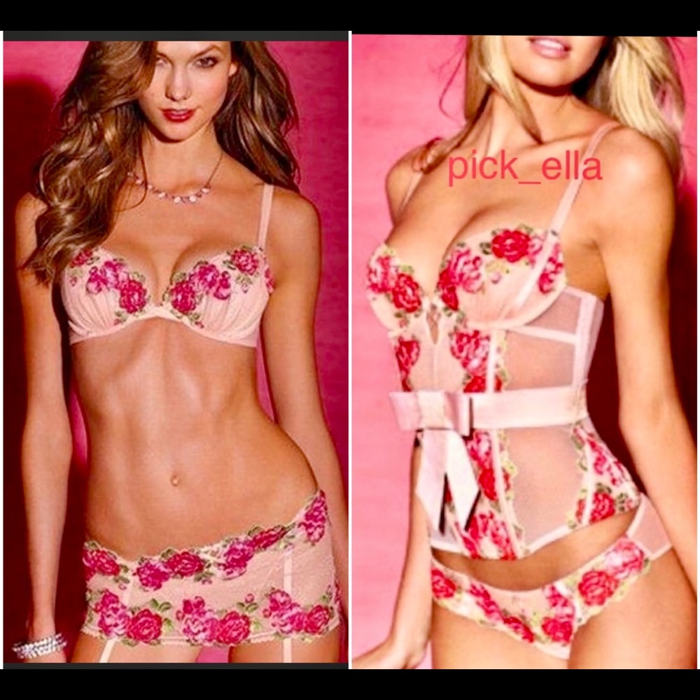 36C VS Victoria’s Secret Bra Corset Bustier pick your 2pc Set Roses Crystal